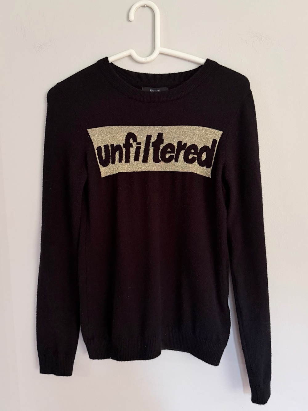 Forever 21 Black Crewneck "Unfiltered" Sweater Women’s S Small